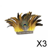 Maxbell 3xFeather Headdress Accessory Headband for Carnival Costume Festival Halloween adult