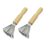 Maxbell 2 Pieces Hair Brush Cleaner Wooden Handle for Detangling Combs Pick Cleaning