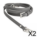Maxbell 2xLeather Bag Strap Replacement Universal Shoulder Strap for Shoulder Handbags Gray