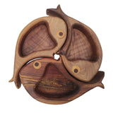 Maxbell 3Pcs Wood Serving Platter Modern Dried Fruit Plate for Party Wedding Cupcake brown