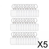 Maxbell 5x30x Acrylic Photo Keychain Pendant Key Ring for Men and Women Family Friends square
