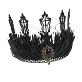 Maxbell Black Crown Hair Band Hair Accessories Felt Makeup Ball Baroque Gothic Crown