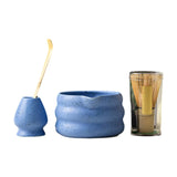 Maxbell 4x Matcha Ceremony Set Ceramic Matcha Bowl Set for Dining Room Home Tea Room Blue