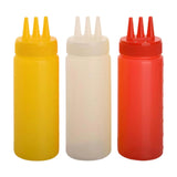Maxbell 3x Sauce Bottles Squeeze with Small Pointed Nozzle for Dressing Barbecue BBQ Yellow Red White