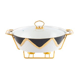 Maxbell Round Chafing Dish Large Capacity Multiuse for Dining Table Festival Wedding black