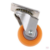 Maxbell 8x Nylon All Swivel Caster Wheels Plate Caster for Trolleys Orange 32mm