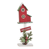 Christmas Bird House Decor Indoor Outdoor Ornament for Festival Balcony Yard Red