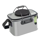 Maxbell Fishing Bucket Foldable Multifunction with Strap for Gardening Picnic Hiking Gray With Handle 35cmx24cmx22cm