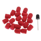 Maxbell Maxbell 20pcs Manicure DIY Nail Sanding Caps/Sleeves/Bands Filing Mandrel Bit Red