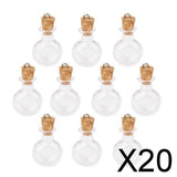 Maxbell 20x10pc Glass Cork Bottles Round Flat Vial Wishing Bottle DIY Pendants Clear