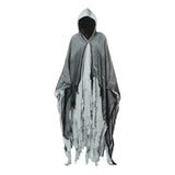 Maxbell Halloween Robe Cloak Horror Witch Cape for Man Women Escape Room Theme Party Gray
