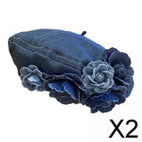 Maxbell 2xWomen Beret Hat Gift Casual Comfortable Painter Hat for Autumn Spring Hiking Denim Color