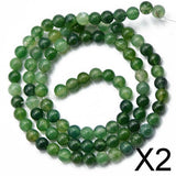 Maxbell 2x4mm Nature Green Moss Agate Gemstone Loose Spacer Beads 15'' Round