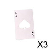 Maxbell 3xMultifunction Credit Card Size Bottle Openers Sturdy Ace Poker Opener Silver