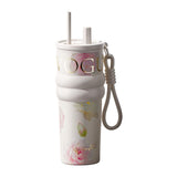 Maxbell Insulated Tumbler Wear Resistant Reusable Thermal Cup for Camping Office Gym white