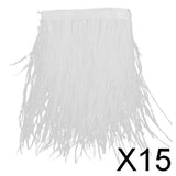Maxbell 15xOstrich Feather Fringe Trim Costume Sewing Crafts Decor 9-15cm White