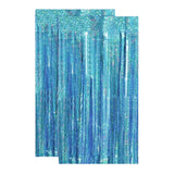 Maxbell 2 Pieces Fringe Curtains Party Decorations Shiny for Bridal Shower Festivals Light Blue