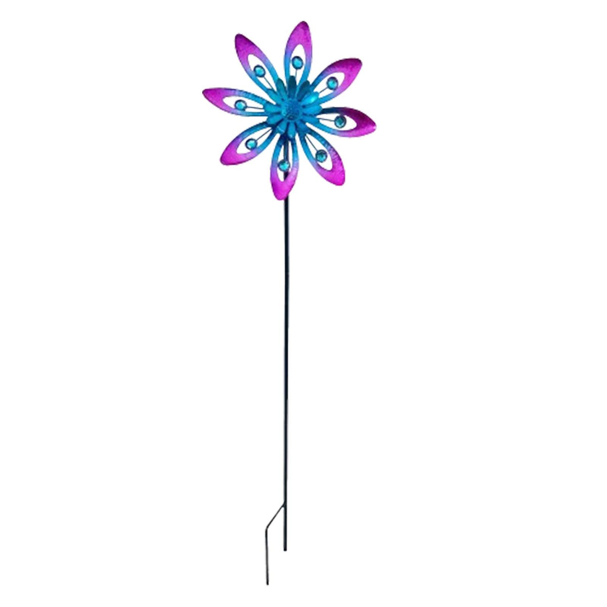 Maxbell Maxbell Metal Yard Windmill Kinetic Wind Sculpture Park Backyard Garden Wind Spinner Blue