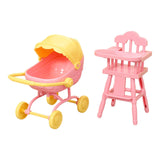 1/12 Highchair and Stroller Pretend Play Role Play Imaginative Photo Prop Pink