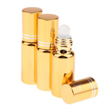Maxbell Maxbell 3Pcs Empty Roll on Bottles 5ml Glass Roller Bottle for Perfume Essential Oil Golden