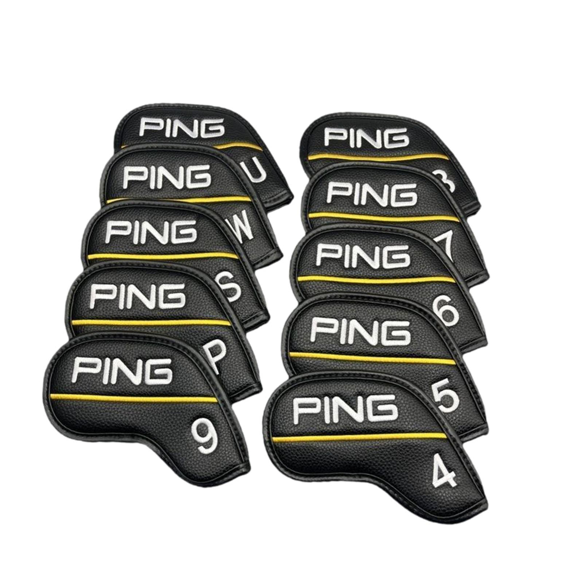 Maxbell 10Pcs Golf Club Head Covers Dustproof Shockproof Accessory Protection Sleeve Black