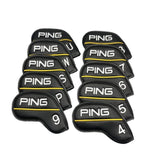 Maxbell 10Pcs Golf Club Head Covers Dustproof Shockproof Accessory Protection Sleeve Black