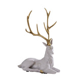 Elk Figurine Resin Collectible Desktop Ornament for Shelf Living Room Office White Sitting