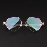 Maxbell Maxbell Octagonal Retro Clear Lens Metal Frame Eye Glasses w/ Pearl Nose Pads Golden