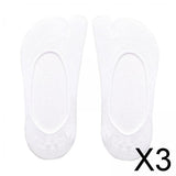 Maxbell 3xWomen 2 Toe Flip Flop Socks Women No Show Toe Socks for Loafer Shoes Sneaker White