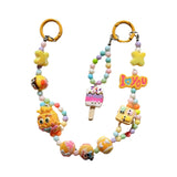 Maxbell Keychain Keyring Phone Lanyard Lovely Cute Beaded Phone Charms for Gift Kids Yellow