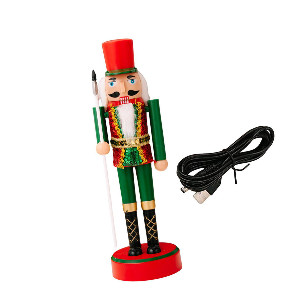 Christmas Nutcracker Figurine Built in Light for Home Halloween Thanksgiving Green