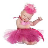 26cm Lovely Reborn Baby Girl Doll that Look Real with Rose Red Dress Set Kids Sleeping Playmate - Aladdin Shoppers
