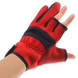 Maxbell Maxbell Outdoor Non Slip 2 Finger Fishing Gloves Hand Protection Waterproof Red