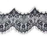 Maxbell 2x3YDS Eyelash Fringe Floral Lace Trim Wedding Doll Dress DIY Sewing Craft BLACK