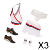 3x1/6 Scale White Cheerleading Uniform and Shoes for 12'' Action Figure