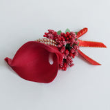 Maxbell 3x Calla Berry Rhinestone Groom Bridal Wedding Corsage