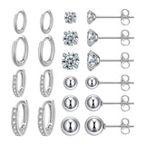 Maxbell 10 Pair Stud Earrings Unique for Party Supplies Engagement Multiple Piercing Silver