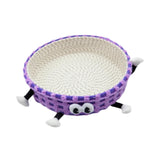 Cotton Rope Woven Cat Bed Basket Cute Pet Bed for Small Dogs Small Pets Rest Purple