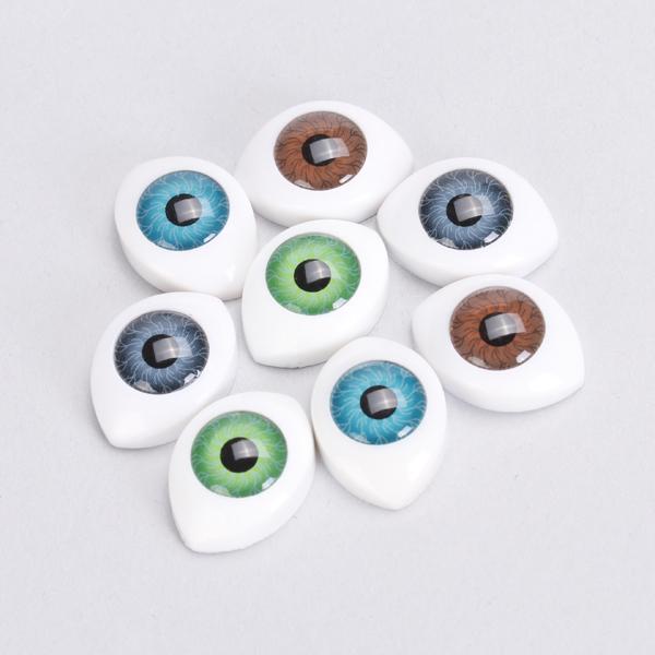 Maxbell 4 Color 8pcs Oval Hollow Back Plastic Eyes For Doll Mask DIY 10mm