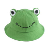 Maxbell Kids Girls Cotton Frog Bucket Hat Fishing Cap for Outdoor Vacation Green