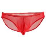 Maxbell Men's Sexy Nets Yarn Bulge Pouch Bikini Briefs Breathable T-back M Red - Aladdin Shoppers