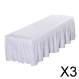 3xMassage Cosmetic Table Valance Sheet Cover with Hole White-190x80cm