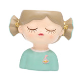 Maxbell Girl Flower Pot Decors Indoor Plants Resin Statue for Office Kitchen Desktop Blue Clothes