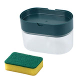 Maxbell Soap Dispenser and Sponge Holder Manual Storage Container Liquid Pump Bottle dark green