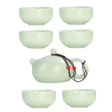 Maxbell Travel Tea Set Practical with Case Ceramic Teapot for Camping Office Outdoor Green 6 Cups