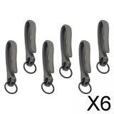 Maxbell 6x6Pcs Japanese Fish Hook Keychain Belt Clip Purse Wallet Holder Key black
