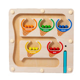 Maxbell Color Bead Maze Wooden Magnet Puzzle Boards Fine Motor for Preschoolers Gift Ice Cream Maze