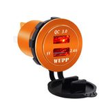 Maxbell 2xCar Aluminum Alloy USB QC3.0 Quick Charge for LED Display Golden Red