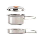 Maxbell Maxbell Stainless Steel Cookware Set with Lid and Folding Handles for Camping Hiking