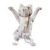 Dancing Cat Statue Craft Gift Desktop Decoration for Living Room Indoor Home Clear